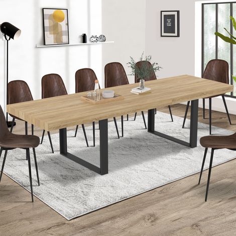 PHOENIX Mesa de comedor rectangular para 12 personas de madera y negro 300 cm