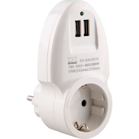 Adaptateur USB double Onlex 16a blanc