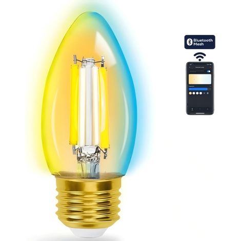 Ampoule connectée Aigostar C35 E14 4,5 W à filament ambré, résistance réglable, Bluetooth, couleur bougie.