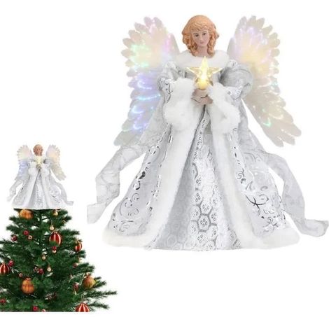 Décoration de sapin de Noël : ange lumineux, boule de Noël, pour intérieur et extérieur. (1/4)