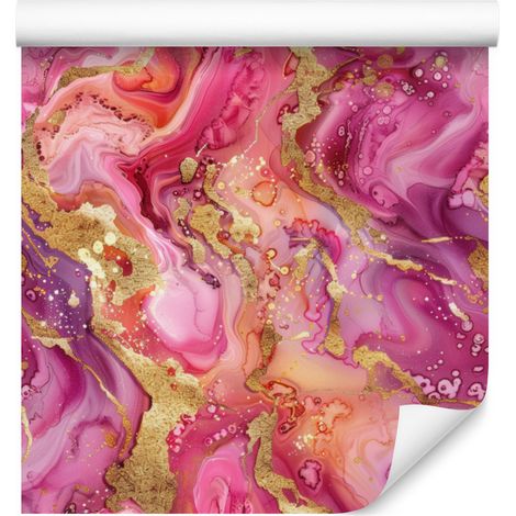 Papel pintado en tonos morados, rosas y coral para salón y dormitorio, 50x1000 cm. (1/5)
