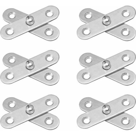 SHINING HOUSE 6er-Pack Türscharniere aus Edelstahl zur Montage von um 360 Grad drehbaren Türscharnieren, 57 mm x 16 mm (Silber) (1/5)