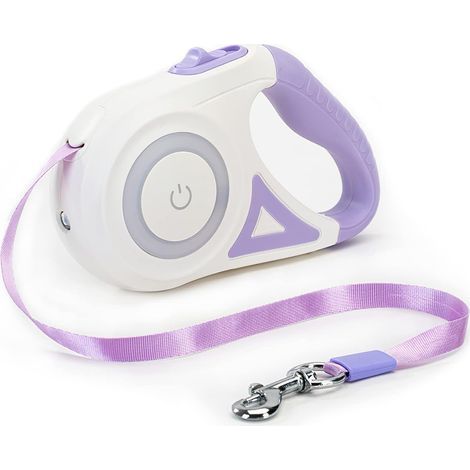 Laisse De Chien Rétractable, Frein Et Verrouillage Faciles à Un Bouton Laisse De Chien Extensible avec Lampe De Poche LED(M, Longueur De Corde 5M, Violet) (1/5)