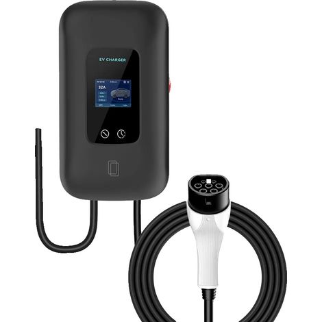 Station de recharge pour véhicules électriques, courant réglable, contrôle par application WIFI, 7KW 5M, TYPE2 (1/2)