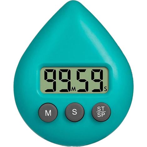 Minuteur de cuisine, minuteur de douche numérique étanche, 5 couleurs, en forme de goutte d'eau, à économie d'énergie, avec ventouse pour la cuisine, la douche, la salle de bain, la salle de sport ou (1/5)