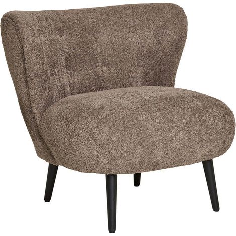 ARON - Fauteuil Crapaud Design Tissu Bouclette Marron Foncé