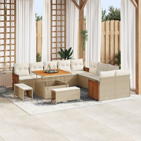 Garden Sofa Set with Cushion 13 pcs Beige and cream vidaXL (1/5)