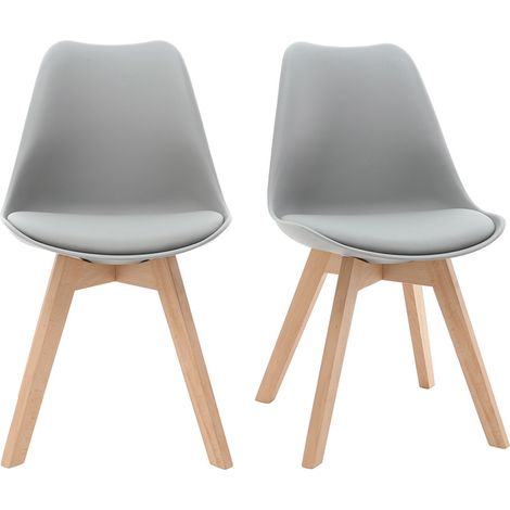 Design-Stuhl Holzbeine Hellgrau 2er-Set PAULINE