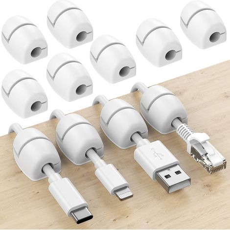 Set di 16 clip per la gestione dei cavi, clip adesive in silicone per organizzare i cavi da ufficio (cavi di ricarica USB, cavi di alimentazione, cavi del mouse, cavi del computer, ecc.). - AquaForge (1/5)