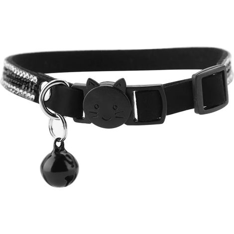 Collier de chien, collier de chien de dessin animé mignon de sécurité réglable en plein air avec collier d'écorce réutilisable (noir s) (1/5)