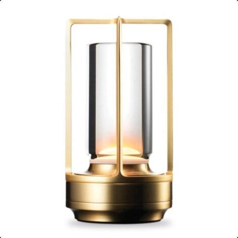 Lampe de Table en métal Portable, Photo Trois Couleurs alimentée par Photocell, Une lumière LED Rechargeable, adaptée à l'intérieur extérieur/Bar, Or adapté aux Chambres, Salons, Bureaux (1/4)