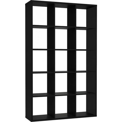 Etagère cube 15 casiers noir mat bibliothèque moderne - CLASSICO (1/4)