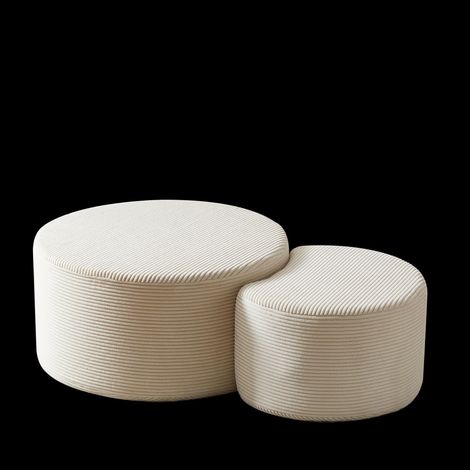 Kaffeetisch-Set, 2-teilig , gepolsterte runde Kaffeetische, Set mit 2 Stück für das Wohnzimmer, moderner runder Kaffeetisch aus Schaumstoff, Beistelltisch, Ottoman, keine Montage erforderlich (1/5)