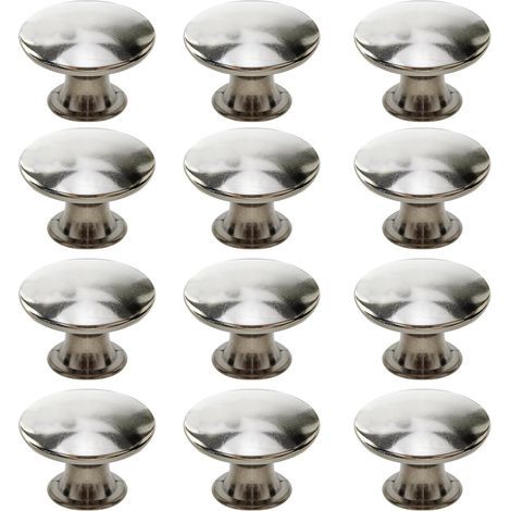 12-Piece Set of Silver Cabinet Knobs, Country Round Metal Dresser Handles with Screws, Suitable for Drawer Cabinets, Kitchen Cabinets, and Wardrobe Doors, 30x21 mm (1/5)