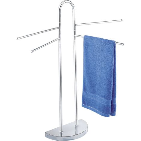 WENKO Portasciugamani da bagno a terra Cosenza, base semicircolare, risparmio di spazio, Acciaio, 33x93,5x48 cm, cromato (1/10)