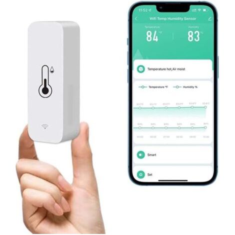 Pair WLAN-Thermometer-Hygrometer-Sensor, drahtloser Temperatur- und Feuchtigkeitsmonitor für Zuhause, Fernüberwachung in Echtzeit, intelligentes Thermo-Hygrometer mit Datenspeicherung NPTERBL