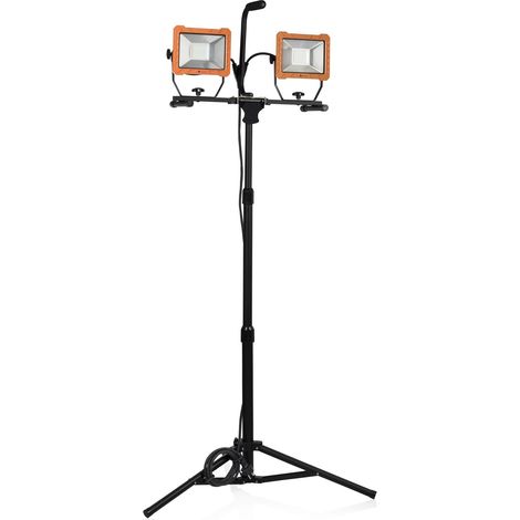 Projecteur de Chantier LED Smartwares FCL-80114 - 2 x 30 W-4 800 LM-Hauteur rÃ©glable, Aluminium, 60 W, Noir, Orange, 2 UnitÃ© (Lot de 1) (1/5)
