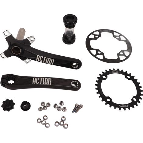 Jeu de manivelles creuses pour vélo avec plateau 32T étroit-large, support de 32T à 34T et plaque de protection pour VTT et vélo de route. (1/5)