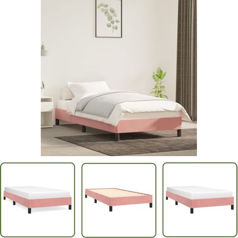 The Living Store Bettgestell Rosa 100x200 cm Samt - Samtbett - Rosa Bettgestell - Doppelbett Gestell - Bettrahmen - Kinderzimmer Möbel (1/5)