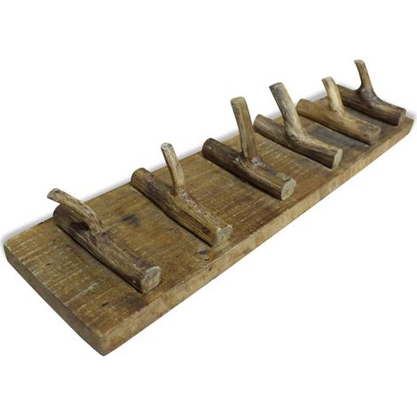Porte-manteau pour Chambre, Salon, Salle de Bain - Bois de récupération massif 60 x 15 cm OIB2436E (1/3)