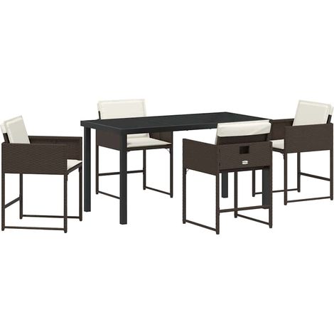 Ensemble de salle à manger pour jardin 5 pcs，Salon de jardin Marron polyrotin CFW94025 (1/5)