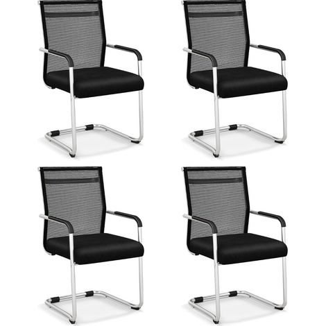 Set di 4 sedie da ufficio impilabili 54 x 54 x 95 cm con comfort ergonomico stile moderno metallo nero 200011817
