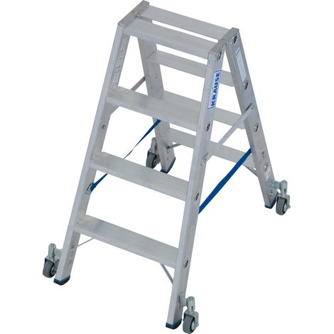 Krause Aluminium-Doppelleiter STABILO fahrbar 2,50 m Doppelstufenleiter (1/3)