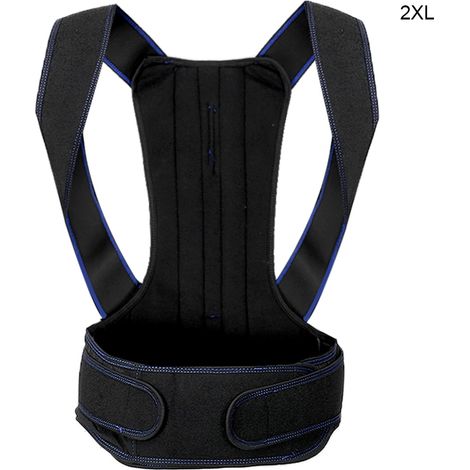 Ceinture de soutien lombaire unisexe pour adultes, correcteur de posture avec support dorsal, 2XL bleu (1/5)