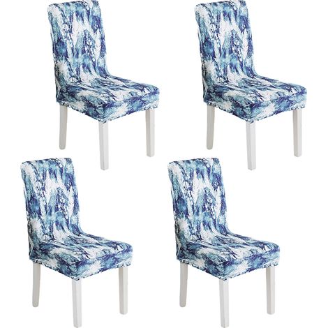 Lot de 4 housses de chaise imprimées, extensibles et lavables, amovibles, pour la cuisine, l'hôtel, le restaurant et les cérémonies.