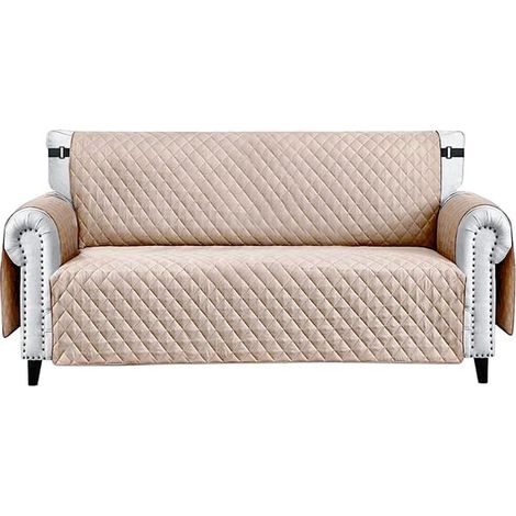 Housse de Canapé Fauteuil Imperméable Poches latérales Antitache Antidérapant Beige - 3 places (1/5)