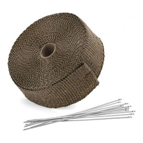 15M50mm Ruban Isolant Thermique en Titanium Magma + 10 Attaches de Câble en Acier Inoxydable de Noir pour Tuyeau Collecteur Echappement Moto Bande Isolante Thermique,-ARCAN (1/4)