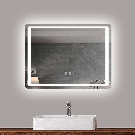 Espejo de Ducha Casa Espejo de baño con luz LED,100 x 60 cm, con función antivaho + brillo ajustable + memoria agapada. (1/5)