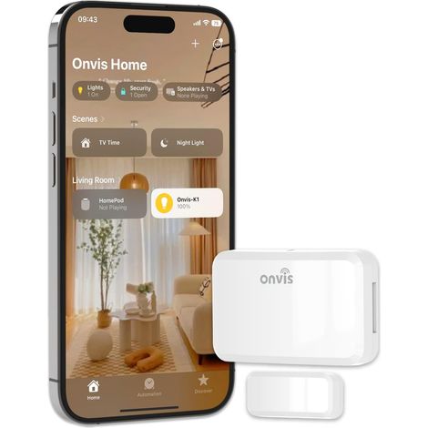 Détecteur d'Ouverture Porte/Fenêtre, Compatible avec 15 Détecteur sans Fil pour Système d'Alarme et Domotique Intelligente, Notifications (Ouverte/Fermée), Bluetooth/Thread (1 Pièce) (1/5)