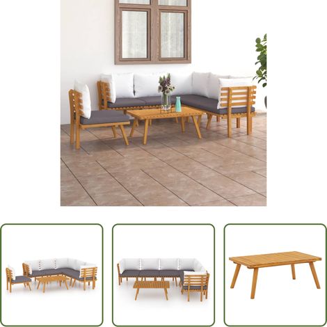 vidaXL Akazienholz - 7-tlg. Garten-Lounge-Set mit Kissen Massivholz Akazie (1/5)