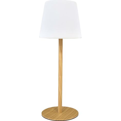 Lámpara de mesa LED recargable de forma inalámbrica con efecto madera (1/5)