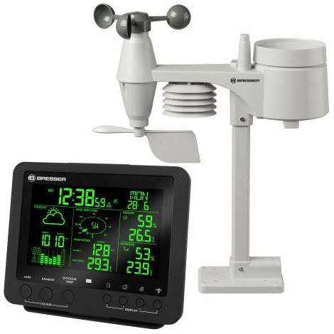 Station météo radio 5 en 1 avec Température, humidité, mesure du vent et écran couleur - Bresser (1/3)