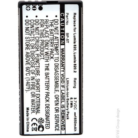 NX - Batterie téléphone, smartphone, GSM pour Nokia 3.7V 1650mAh - BP-5T (1/4)