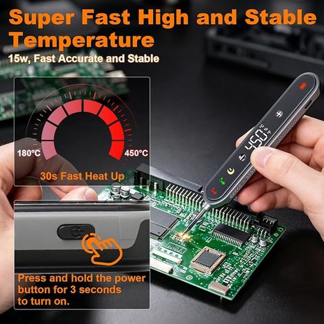 Soldering Iron Kit, Rechargeable Soldering Irons 1400 mAh, Adjustable Temperature 180 to 842 °F, Precision Electronic Soldering Iron, Welding Tips, Soldering Wire for Electrical Repair and DIY (1/4)