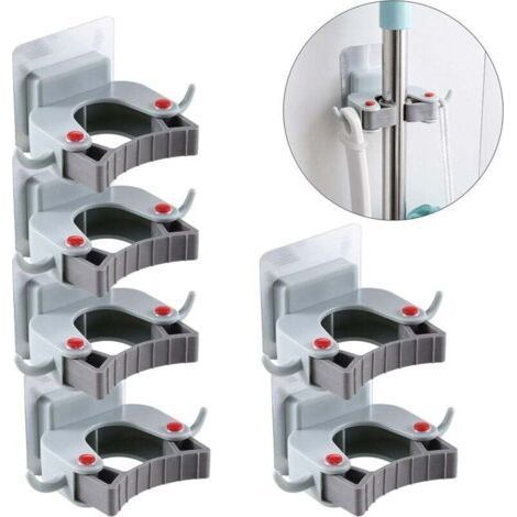 Broom Holder Adhesive Broom Hook Wall Mounted Mop and Closet Holder Rakes Garden Garage Storage 6pcs-Fei Yu (1/4)