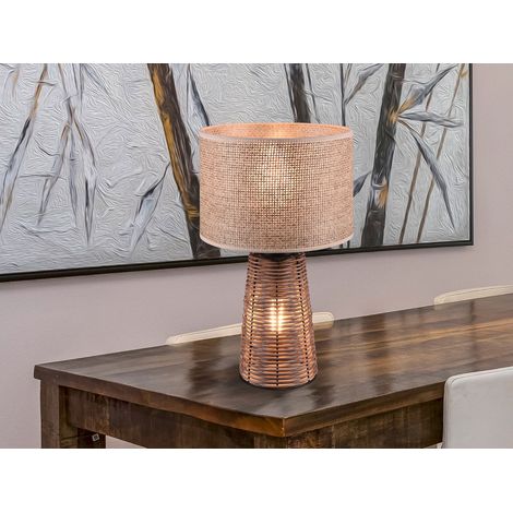 LED Tischlampe aus Naturmaterial Rattan Braun, Höhe 40cm (1/5)