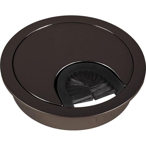 Passe-câble en Métal Noir Chromé - 1 Pièce - Diamètre 68mm - Organisation de Bureau - Pour Table de Travail (1/2)