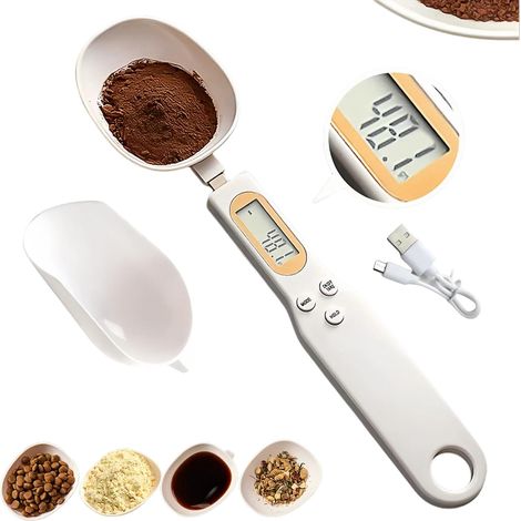 Cucchiaio dosatore digitale Bilancia elettronica Cucchiaio per pesare gli alimenti Caffè in polvere Ingredienti per il tè Spezie Cucina da forno Cucchiai dosatori in grammi (1/5)