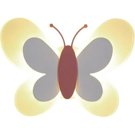 Applique Murale LED Papillon 14W Blanc Rose Pour Chambre Enfant Lumière Moderne Ailes (1/4)