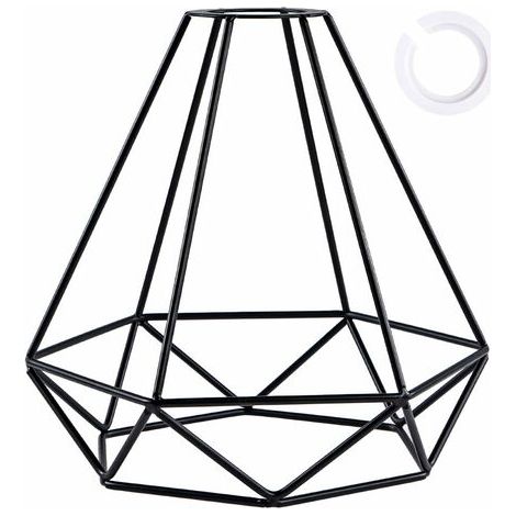 Pair - Abat-jour en métal noir – Forme cage en diamant – Dimensions 20x20x19 cm – Pour luminaires standards – Installation facile (1/5)
