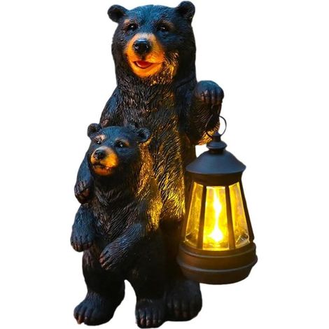 lumiere solaire exterieur etanche statue ours jardin solaire figurine (1/5)