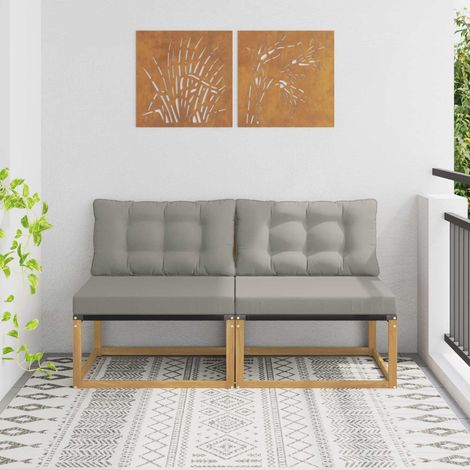 vidaXL Sofá intermedio de exterior Madera de Acacia Sólida Blanco (1/5)