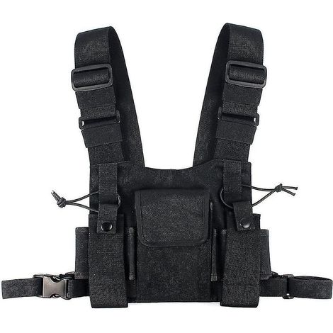 handheld Radios Chest Radio Harness Chest Face Pack Pouch Case Vest Rig Case For 2 Way Radio Walkie Talkie Applique Black (1/4)