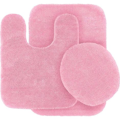 Juego de 3 alfombrillas de baño, contorneadas en forma de U, funda para asiento de inodoro, base de goma, para baño. (1/5)