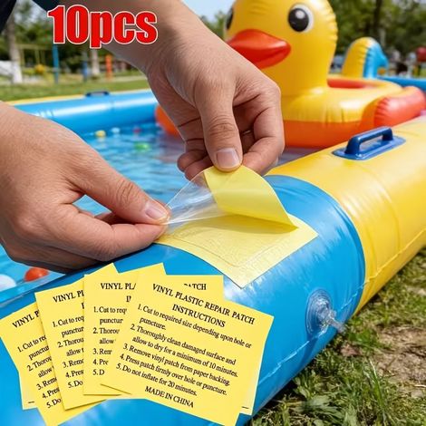 10 pièces Patchs Autocollants PVC Imperméables pour Réparation Piscine, Bouée, Tente et Équipement Outdoor (1/5)
