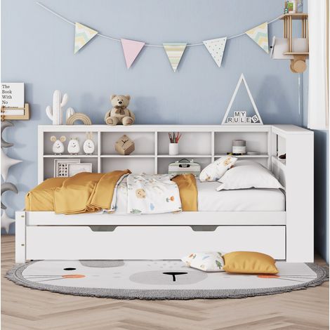 Bett Doppelbett Stauraum 140x200 Holz ausziehbar OKMYHOME (1/5)